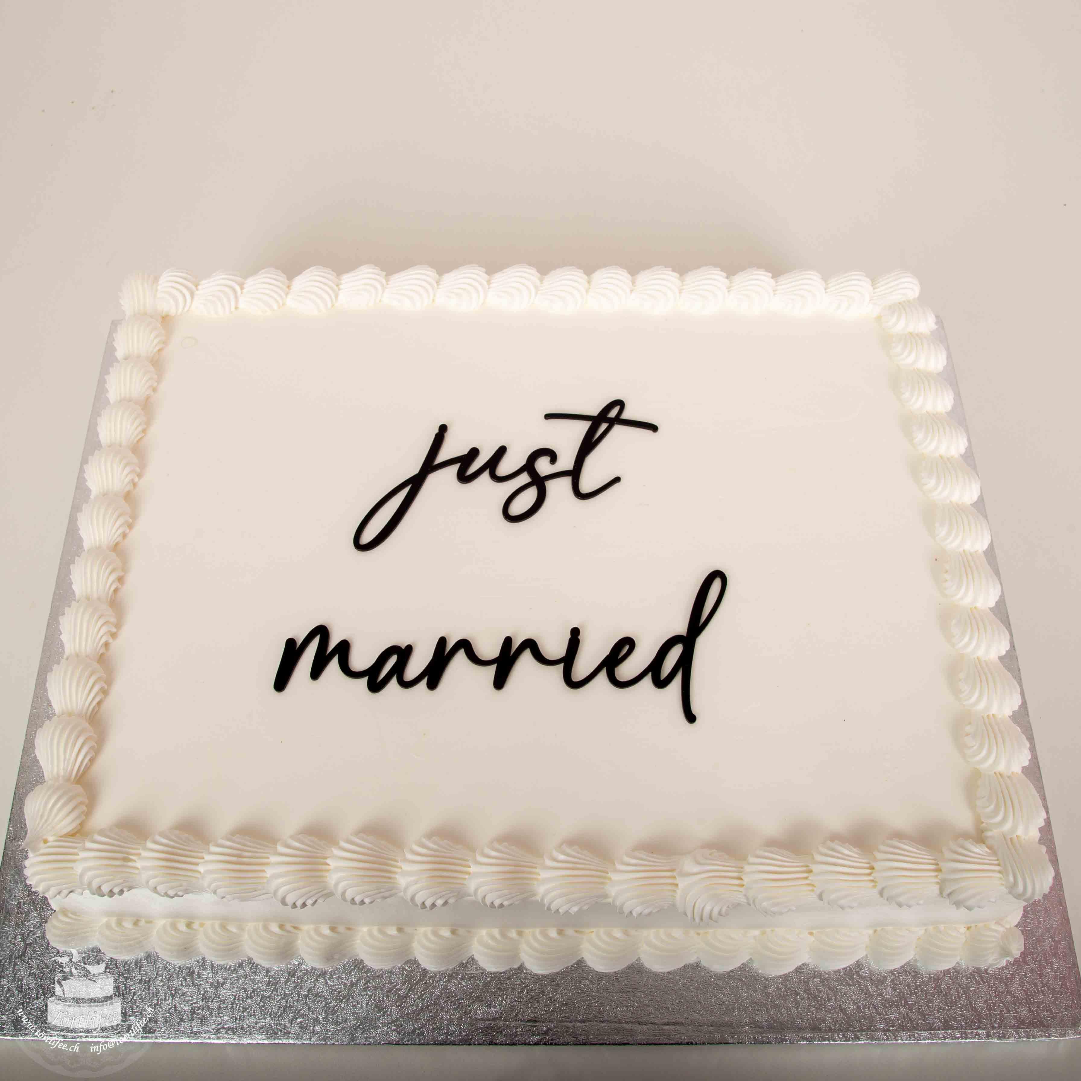 Rechteckige Just Married Torte