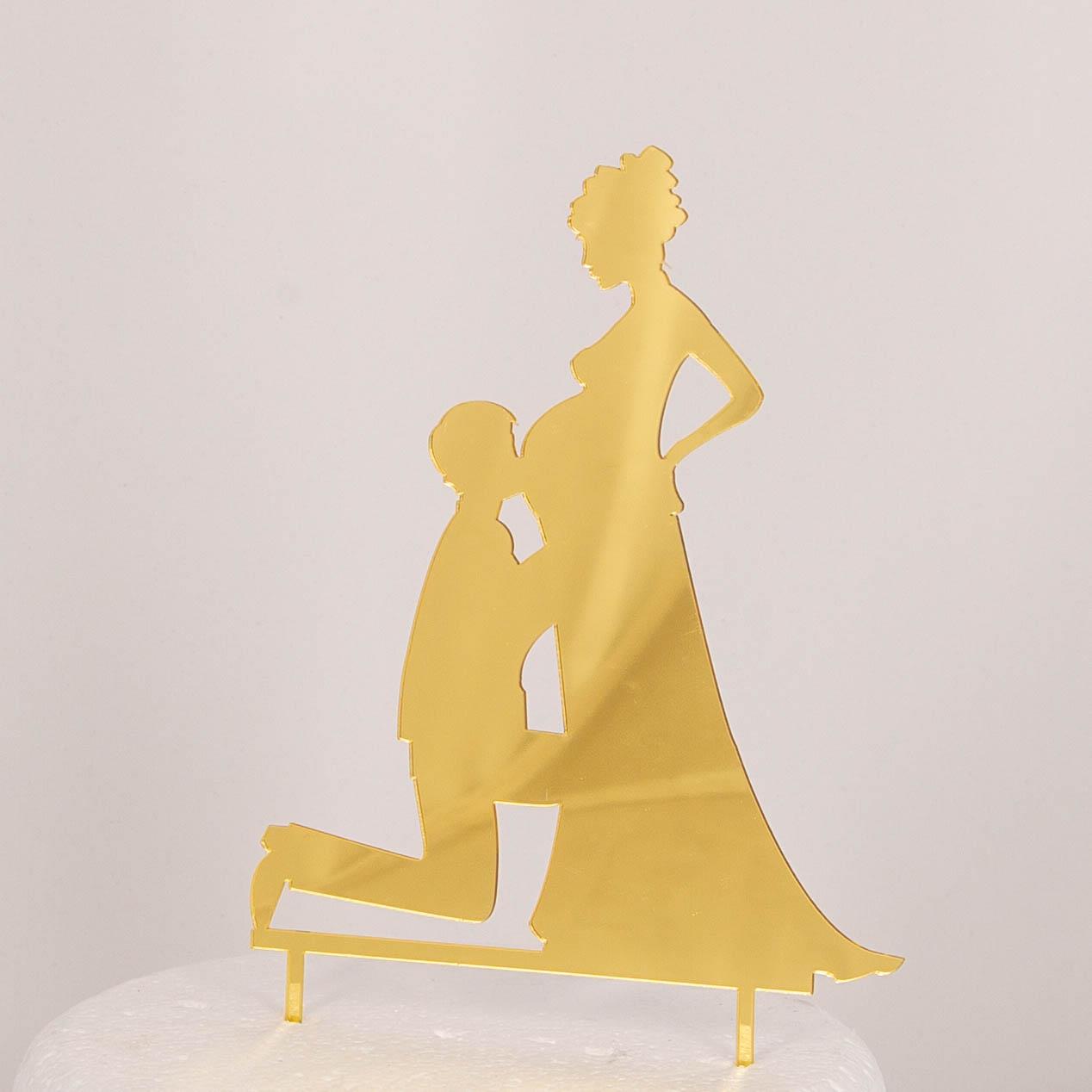 Hochzeitspaar, Braut schwanger (gold) - Hochzeits Topper Hochzeitspaar, Braut schwanger (gold) - Hochzeits Topper