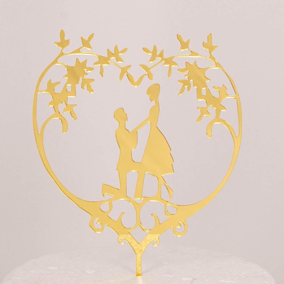 Hochzeitspaar, Herz Kranz (gold) - Hochzeits Topper Hochzeitspaar, Herz Kranz (gold) - Hochzeits Topper