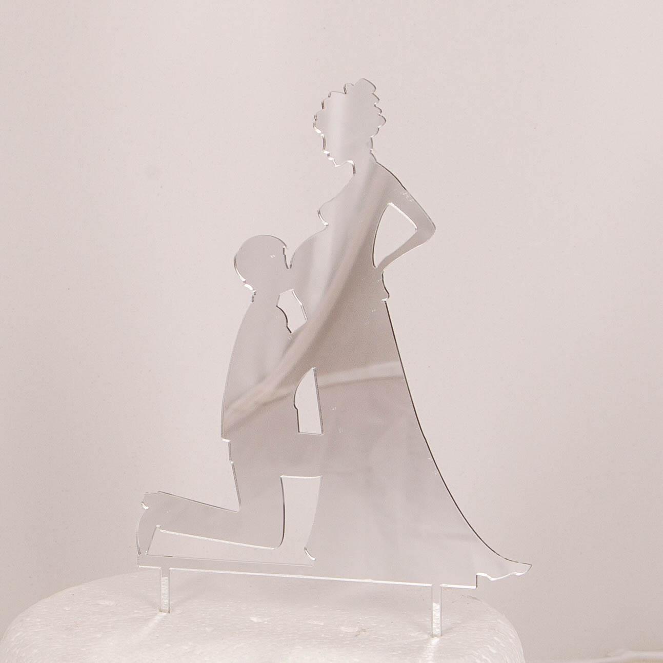 Hochzeitspaar, Braut schwanger (silber) - Hochzeits Topper Hochzeitspaar, Braut schwanger (silber) - Hochzeits Topper