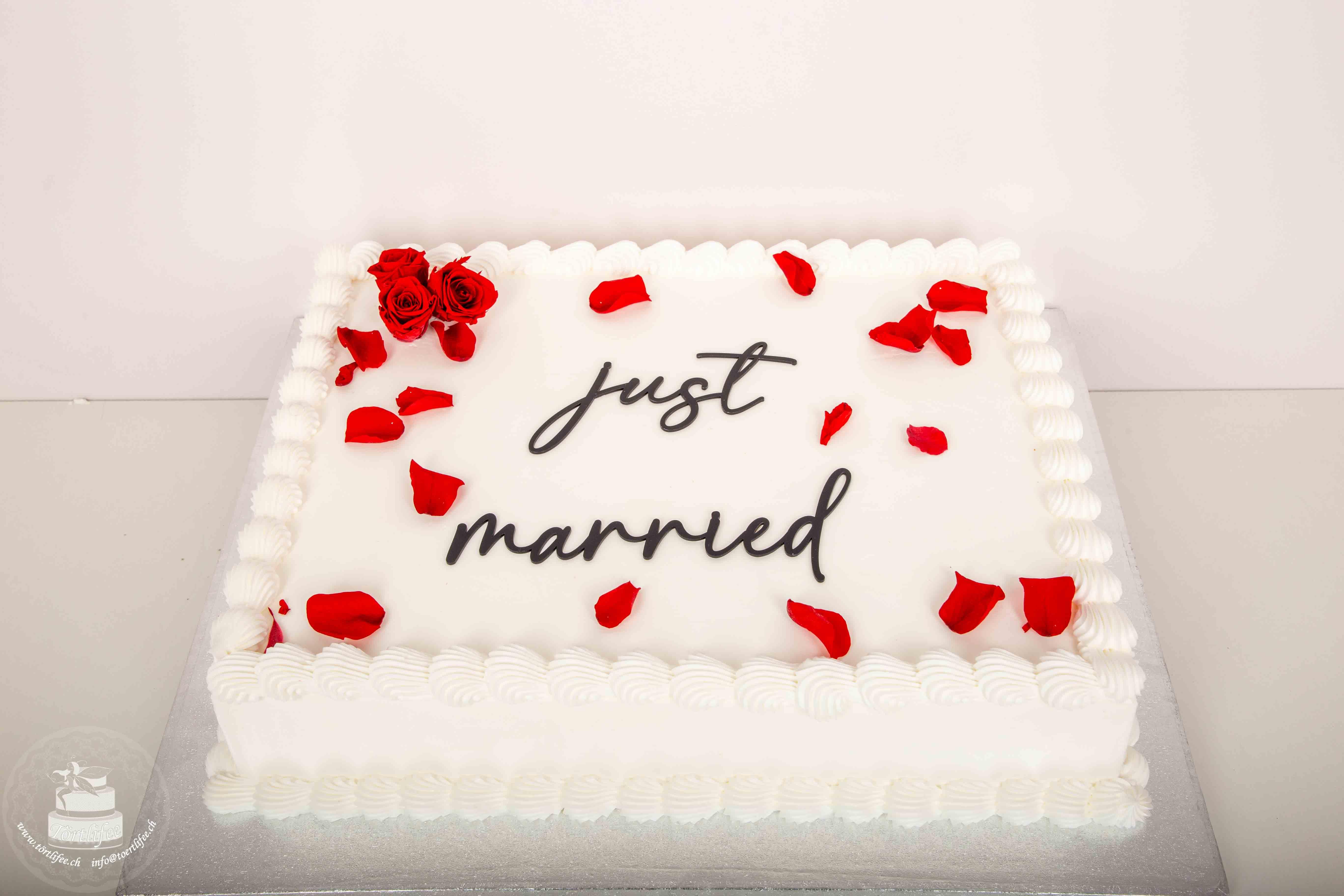 Rechteckige Just Married Torte
