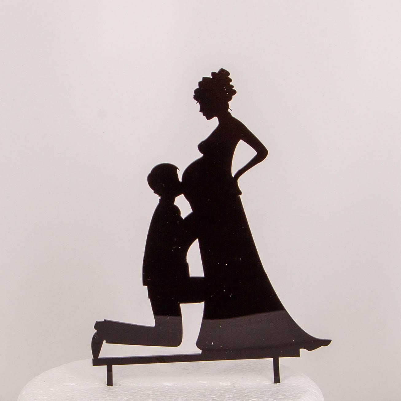 Hochzeitspaar, Braut schwanger (schwarz) - Hochzeits Topper Hochzeitspaar, Braut schwanger (schwarz) - Hochzeits Topper