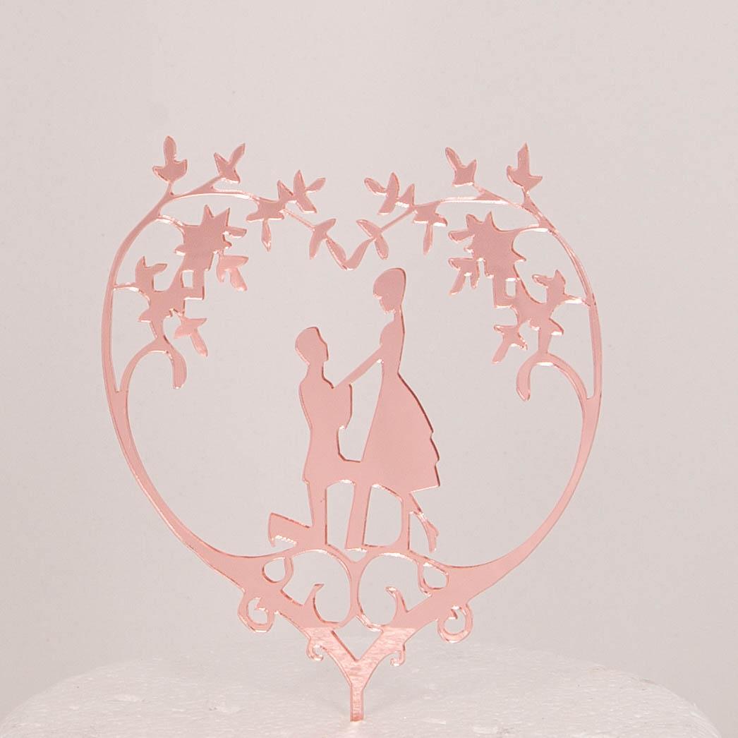 Hochzeitspaar, Herz Kranz (rose-gold) - Hochzeits Topper Hochzeitspaar, Herz Kranz (rose-gold) - Hochzeits Topper