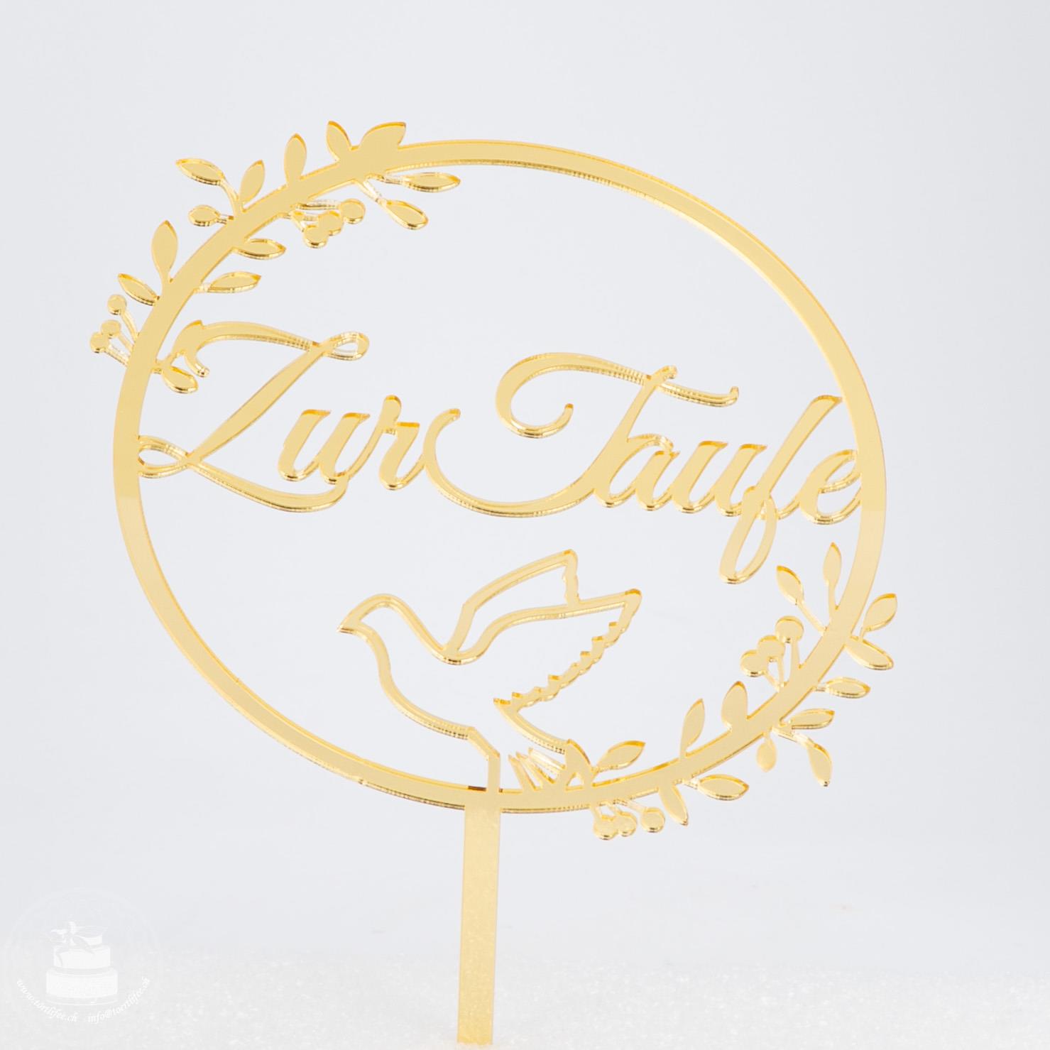 Zur Taufe mit Taube - Gold - Topper